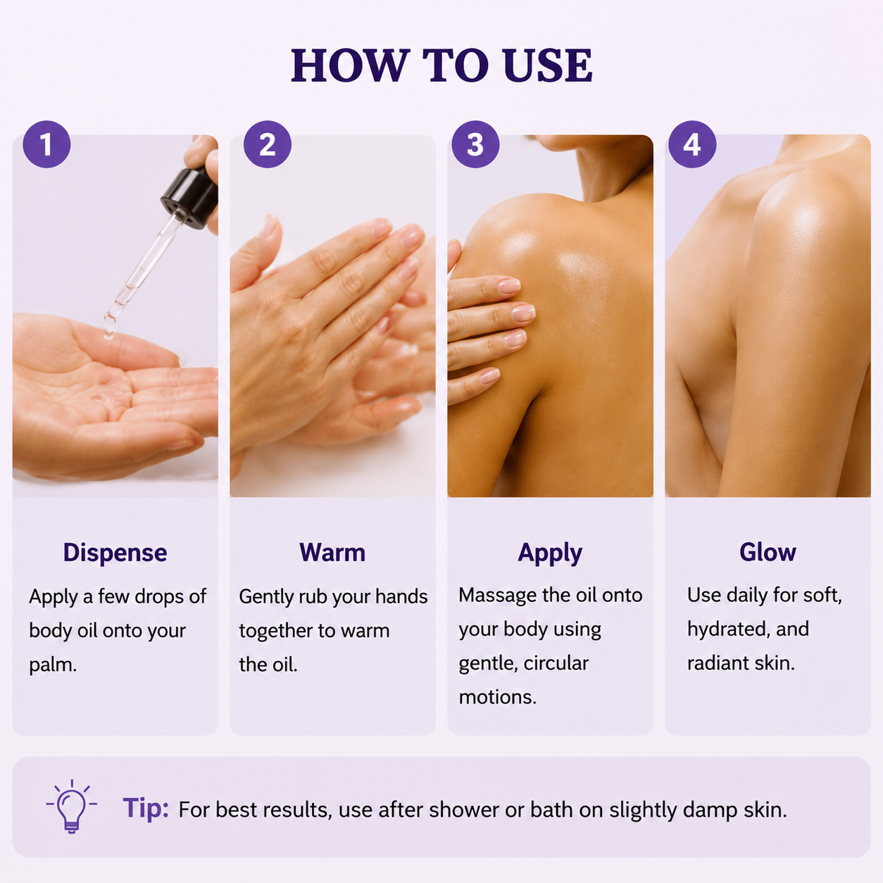 Grape Seed Glow Body Oil, Lavender & Jojoba Hydrating Moisturizer for All Skin Types