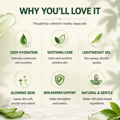 Aloe Vera Hydrating Body Gel Cream, Lightweight Soothing Moisturizer for All Skin Types