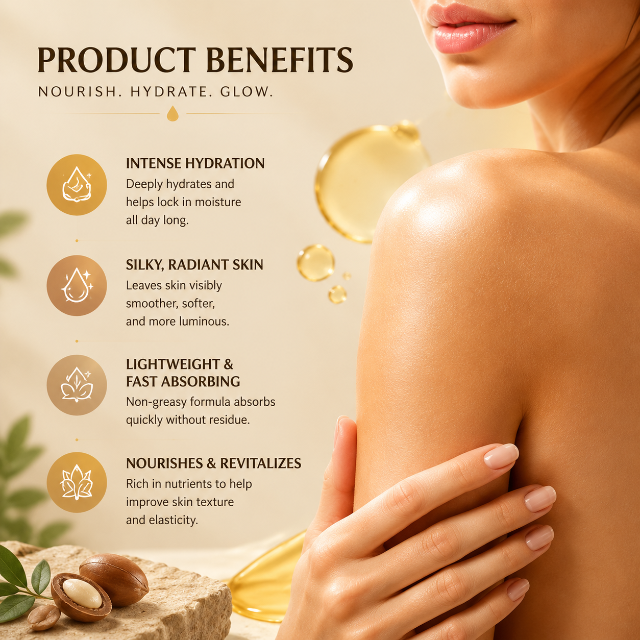 Fast-Absorbing Natural Body Oil, Vitamin E Antioxidant Skin Repair Oil