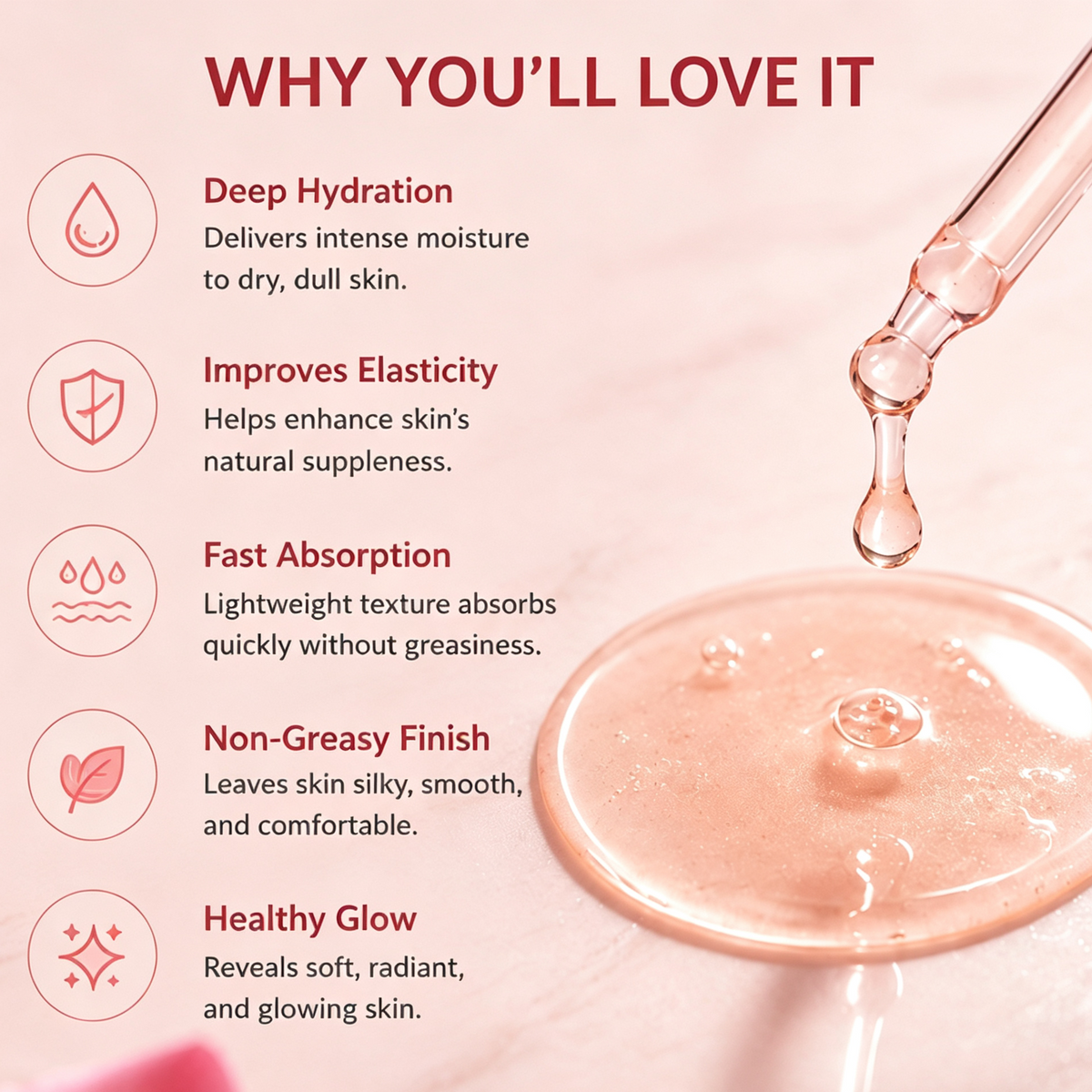 Clobri Rose Glow Body Oil with Jojoba, Squalane & Vitamin E