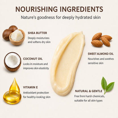 Natural Plant-Based Body Moisturizer, Long-Lasting Hydration for All Skin Types