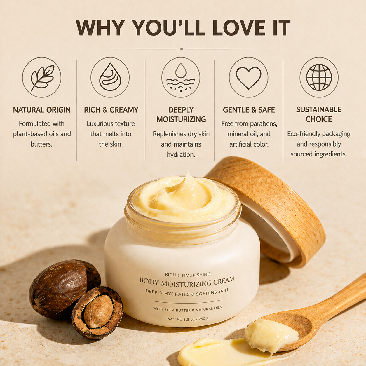 Natural Plant-Based Body Moisturizer, Long-Lasting Hydration for All Skin Types