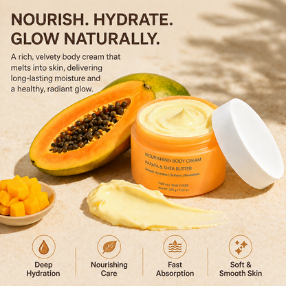 Natural Papaya Extract Body Moisturizer, Long-Lasting Hydration for All Skin Types