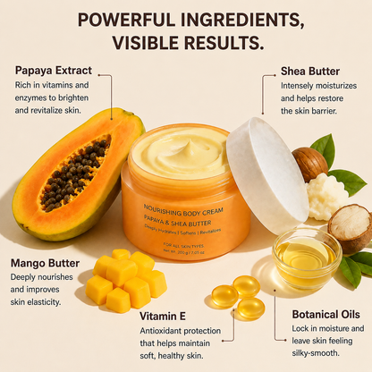 Natural Papaya Extract Body Moisturizer, Long-Lasting Hydration for All Skin Types