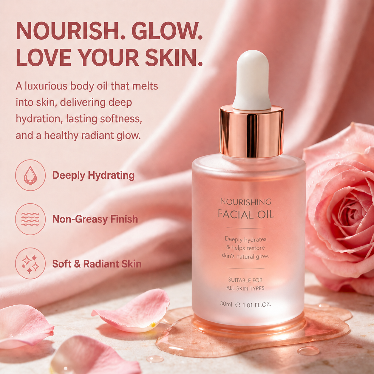 Natural Plant-Based Body Oil, Non-Greasy Deep Hydration for All Skin Types