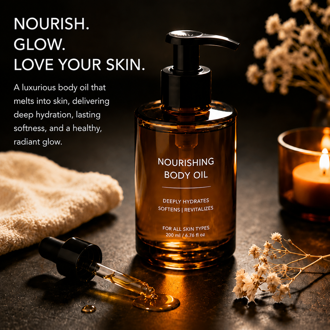 Fast-Absorbing Plant-Based Body Oil, Vitamin E & Sweet Almond Skin Repair Oil