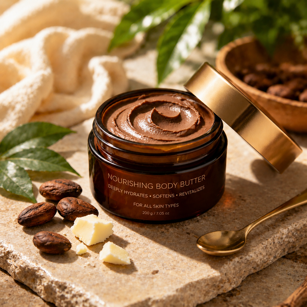 Cocoa Butter Deep Nourishing Body Cream, Shea Butter & Almond Oil Moisturizer