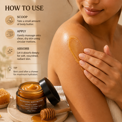 Natural Honey Glow Body Lotion, Vitamin E & Coconut Oil Skin Barrier Repair Cream